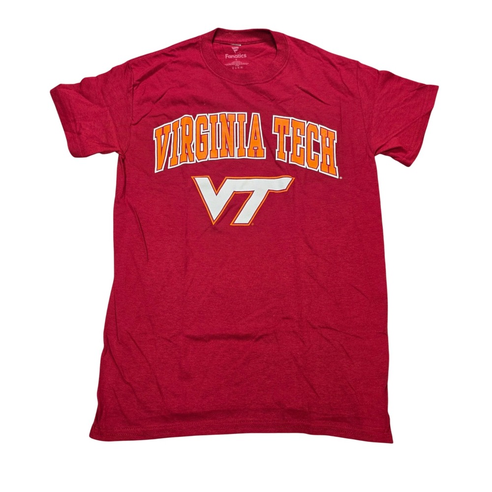 Fanatics Virginia Tech Hokies T-Shirt Men's Size S Maroon VT Graphic Tee Cotton